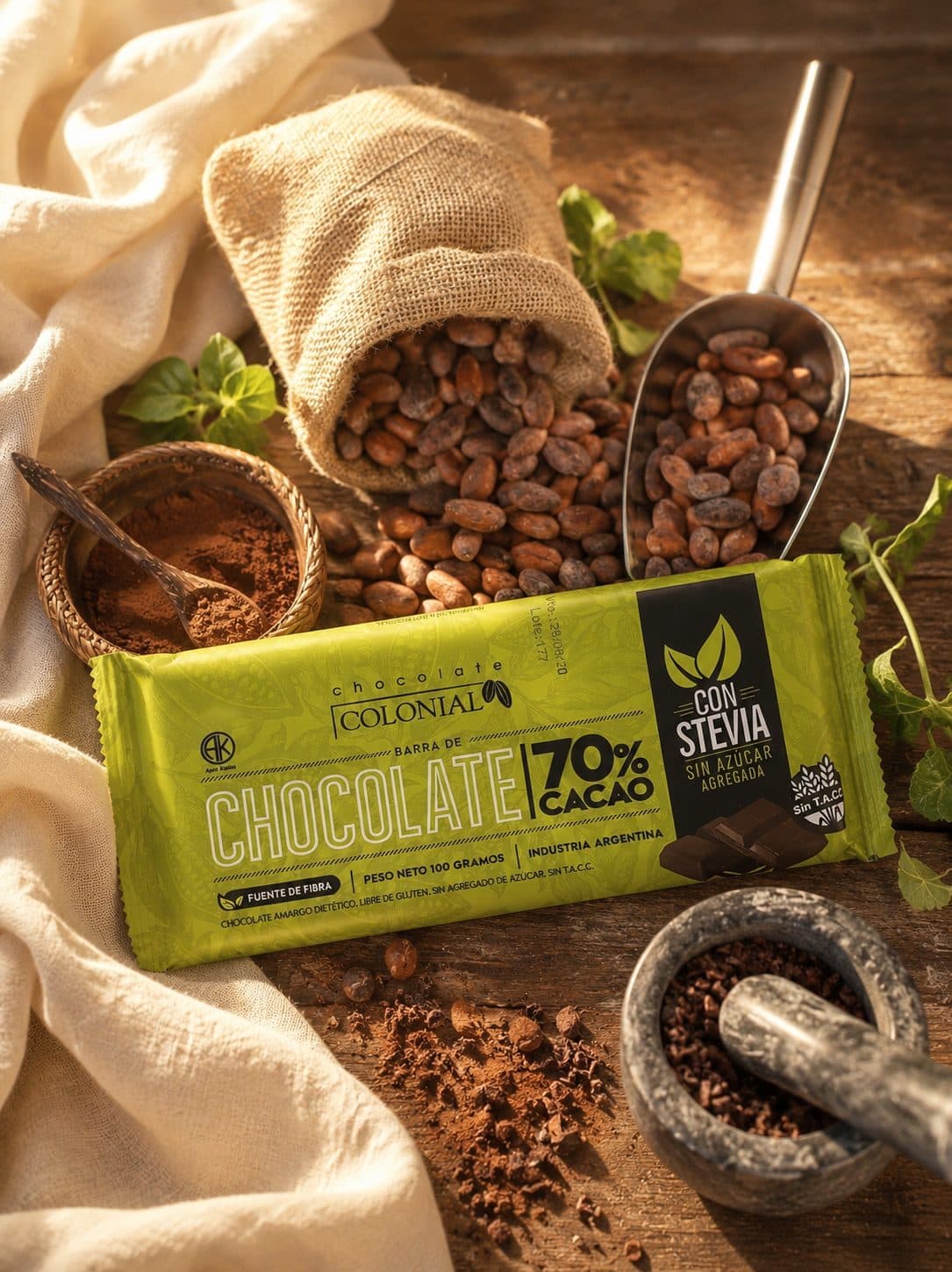 Chocolate 70% con Stevia
